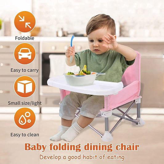 CosoraHome Baby Foldable Dining Chair – Portable Feeding Seat with Tray & Safety Belt