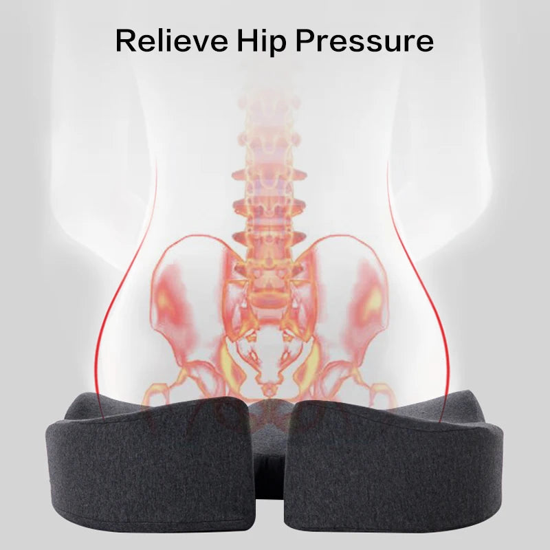 CosoraHome Memory Foam Seat Cushion – Orthopedic Non-Slip Chair Pad for Back Pain Relief