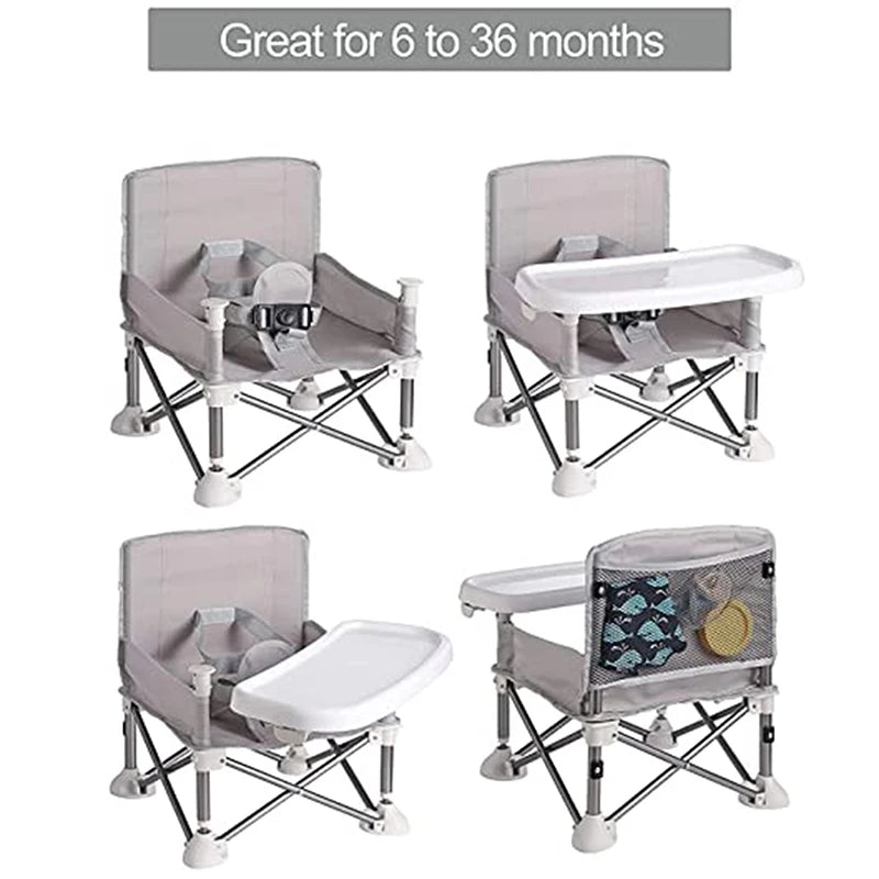 CosoraHome Baby Foldable Dining Chair – Portable Feeding Seat with Tray & Safety Belt