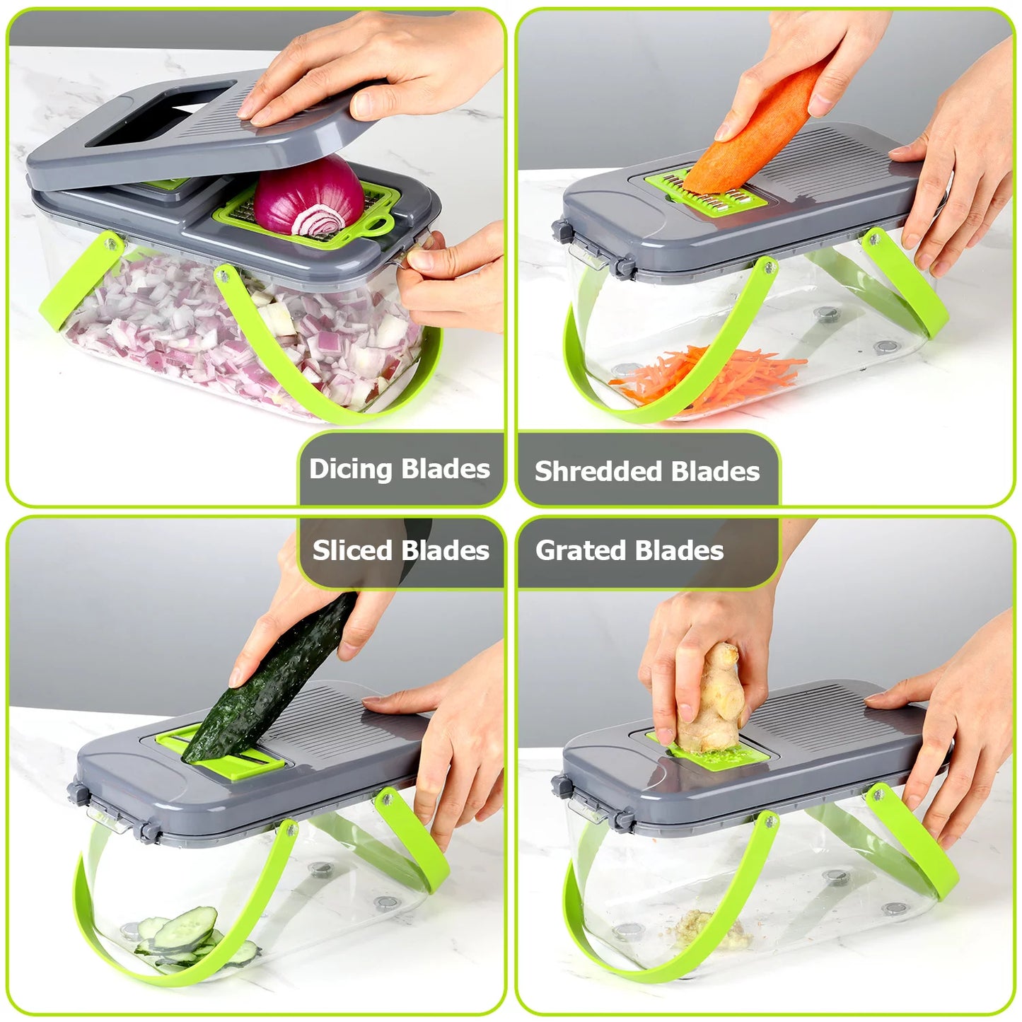 CosoraHome 22-in-1 Vegetable Chopper – Multi-Blade Slicer with Container
