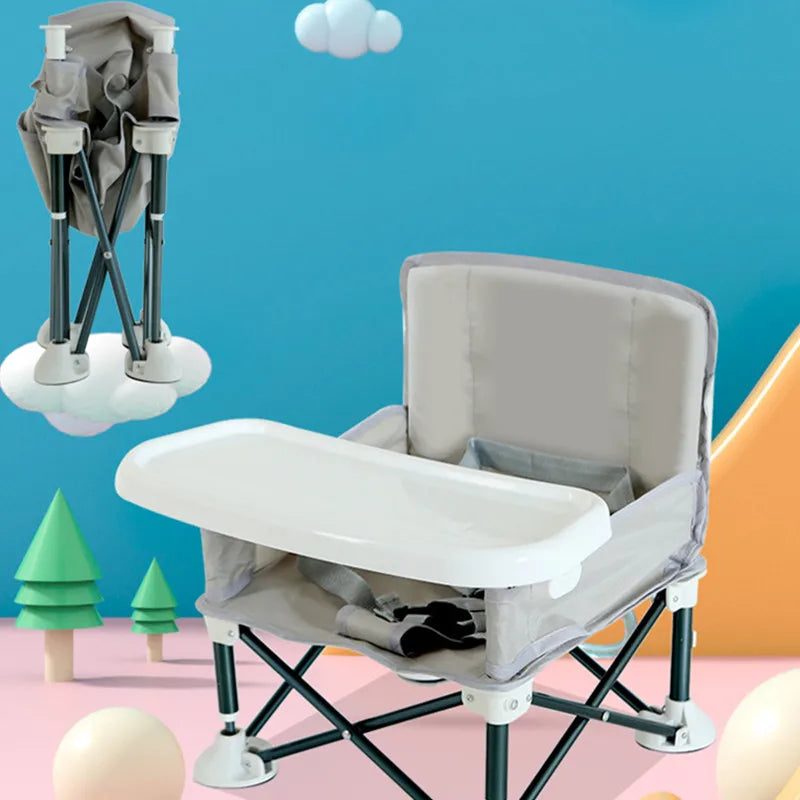 CosoraHome Baby Foldable Dining Chair – Portable Feeding Seat with Tray & Safety Belt
