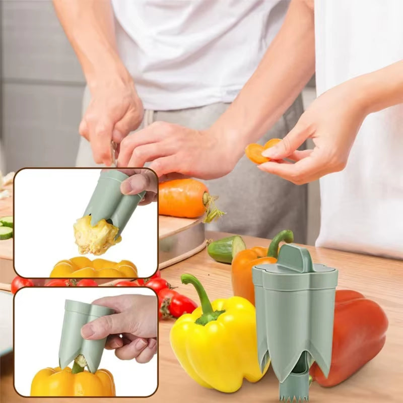 CosoraHome 2-in-1 Fruit & Pepper Corer – Easy Seed Removing Kitchen Tool