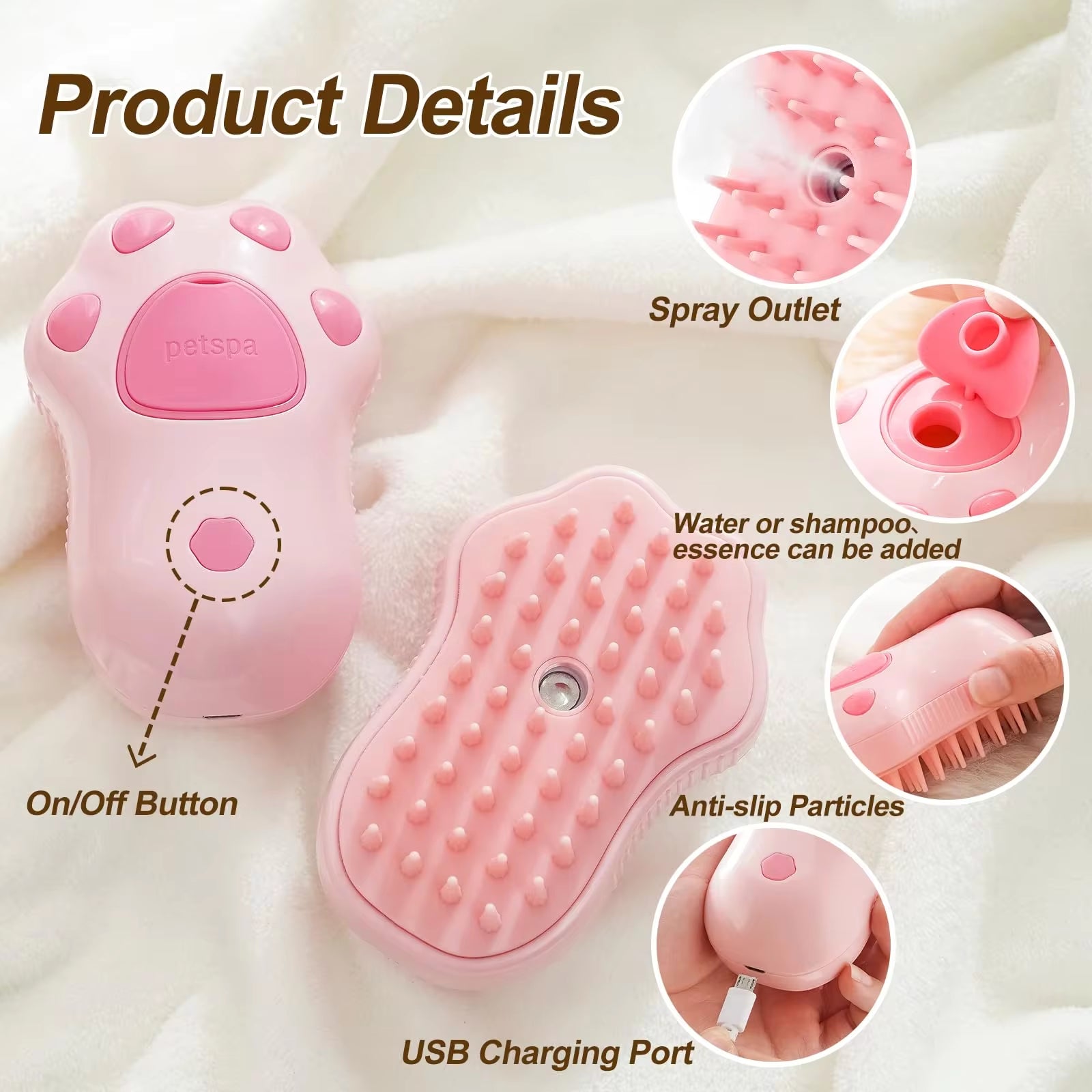 CosoraHome™ 3-in-1 Pet Grooming Brush – Steam, Comb & Massage