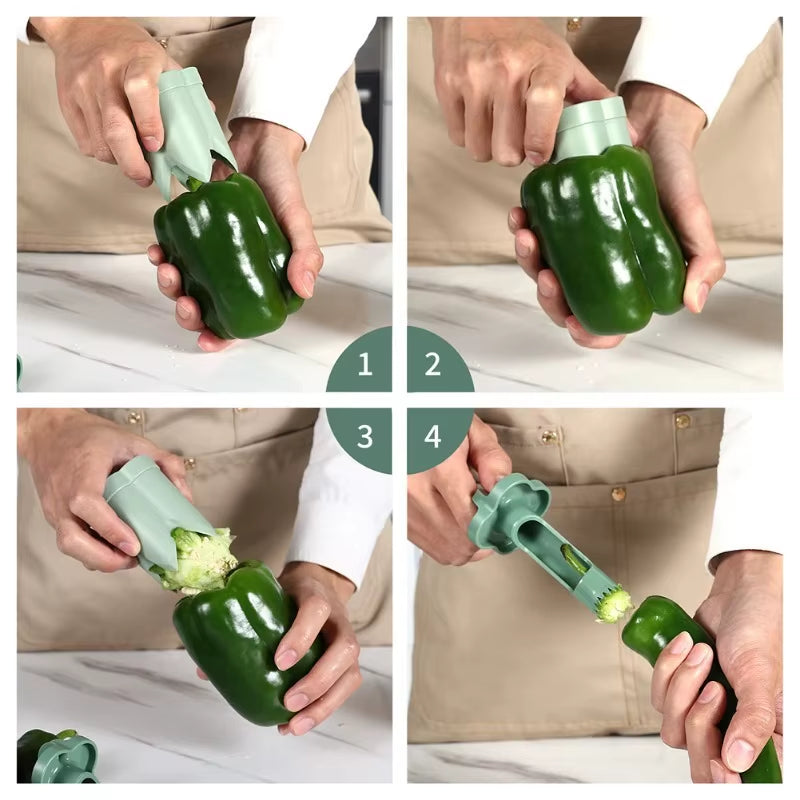 CosoraHome 2-in-1 Fruit & Pepper Corer – Easy Seed Removing Kitchen Tool
