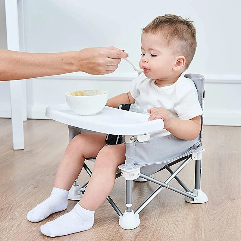 CosoraHome Baby Foldable Dining Chair – Portable Feeding Seat with Tray & Safety Belt