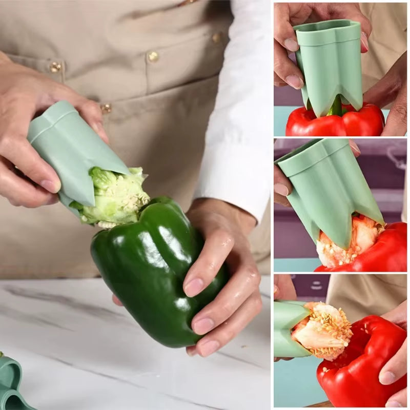 CosoraHome 2-in-1 Fruit & Pepper Corer – Easy Seed Removing Kitchen Tool