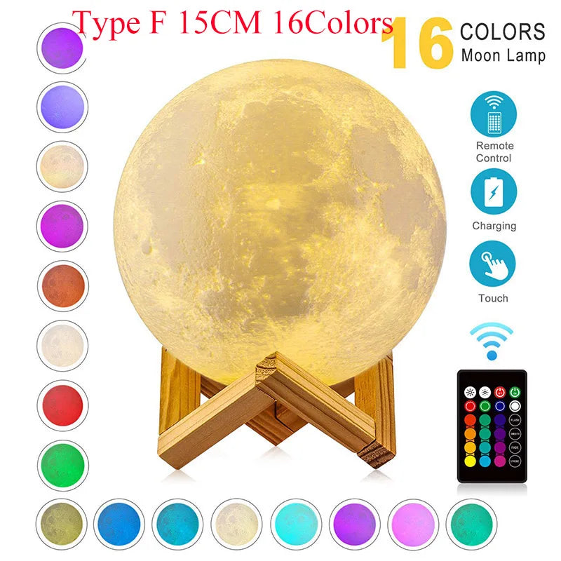 CosoraHome Levitating Moon Lamp – 3D LED Floating Light with Wooden Base & 3 Colors