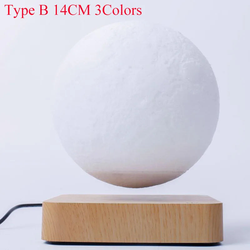 CosoraHome Levitating Moon Lamp – 3D LED Floating Light with Wooden Base & 3 Colors