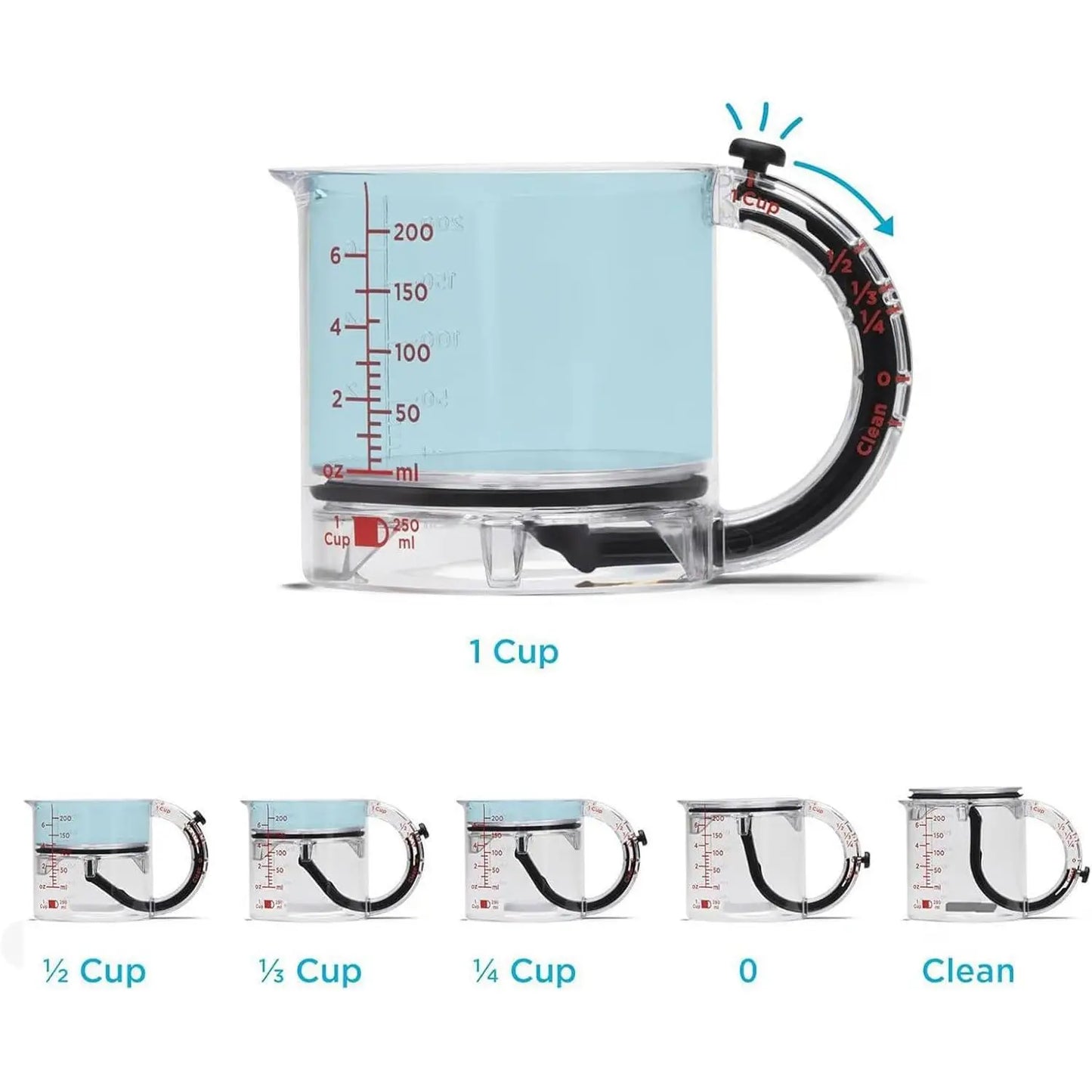 CosoraHome 4-in-1 Adjustable Measuring Cup – Multi-Functional Kitchen Tool with Scraper Base