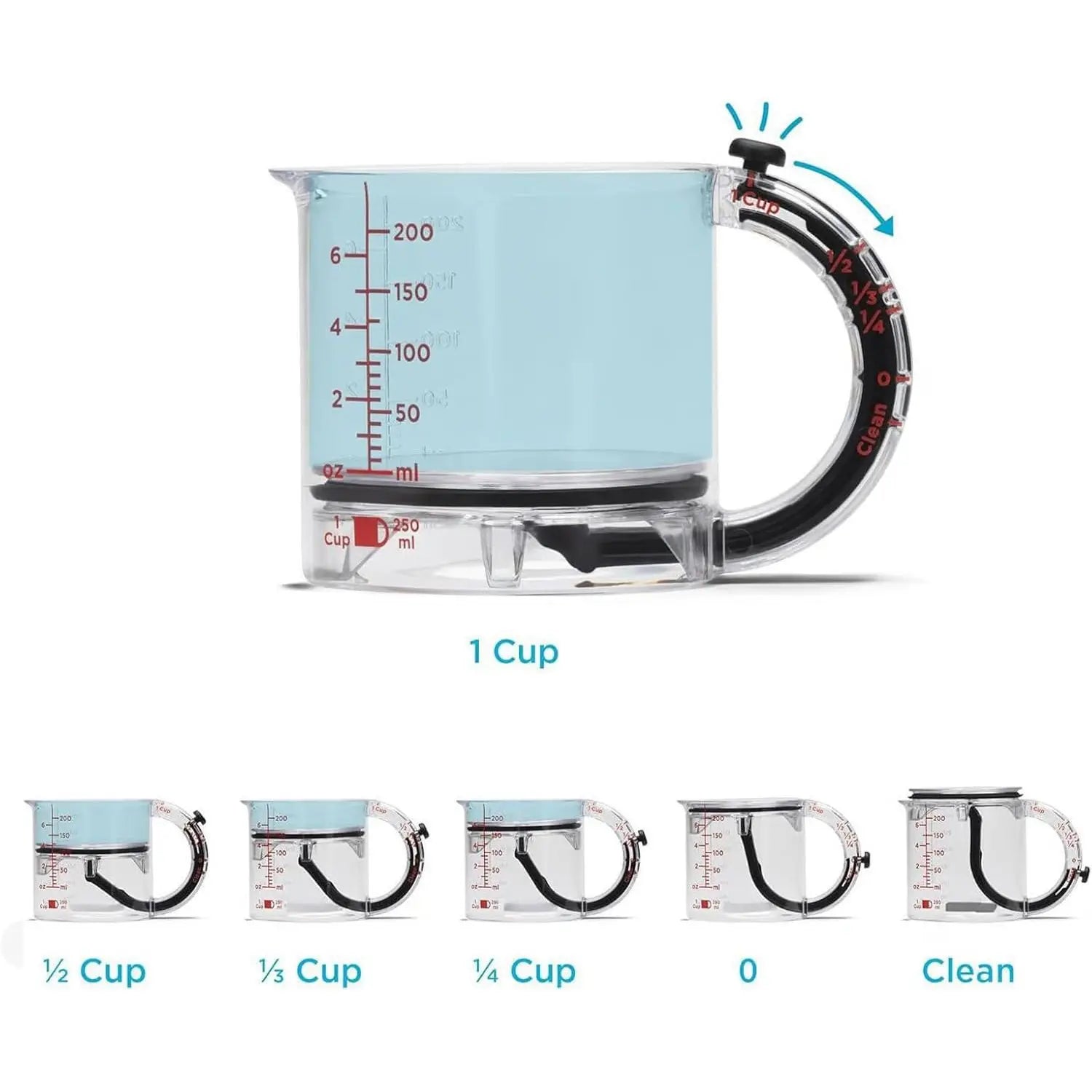 CosoraHome 4-in-1 Adjustable Measuring Cup – Multi-Functional Kitchen Tool with Scraper Base