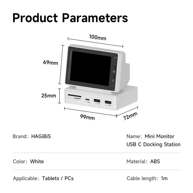 CosoraHome Mini PC Monitor – 3.5" IPS Screen with AIDA64 Display & USB-C Hub