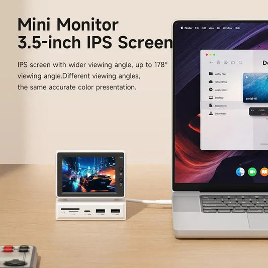 CosoraHome Mini PC Monitor – 3.5" IPS Screen with AIDA64 Display & USB-C Hub