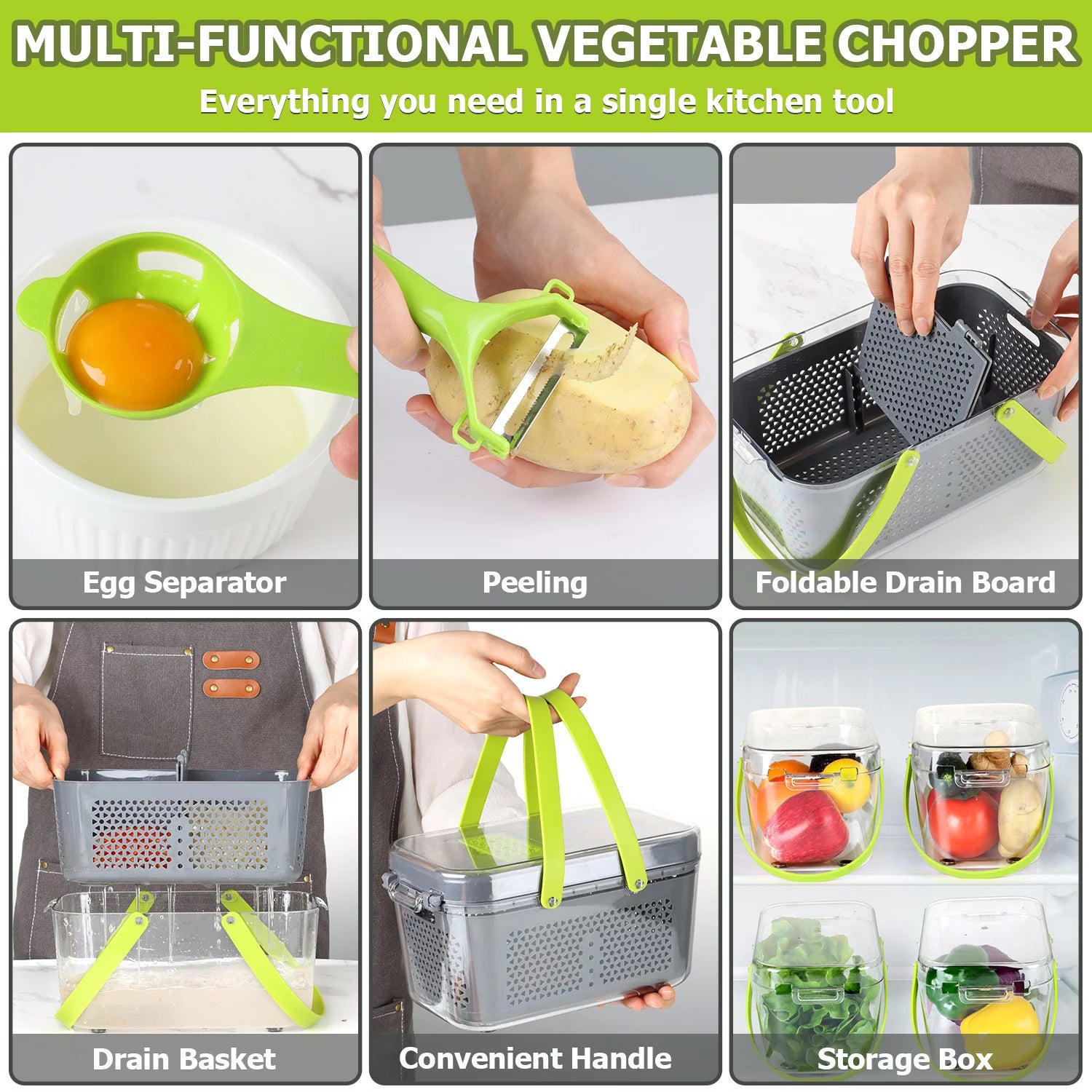 CosoraHome 22-in-1 Vegetable Chopper – Multi-Blade Slicer with Container