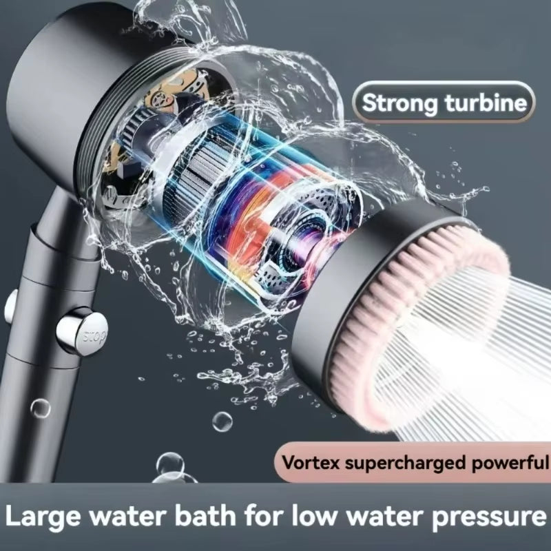 CosoraHome Turbocharged Shower Head – High Pressure Spa Nozzle with 5 Modes & Stop Button