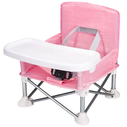 CosoraHome Baby Foldable Dining Chair – Portable Feeding Seat with Tray & Safety Belt