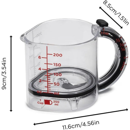 CosoraHome 4-in-1 Adjustable Measuring Cup – Multi-Functional Kitchen Tool with Scraper Base