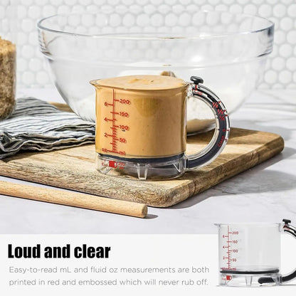 CosoraHome 4-in-1 Adjustable Measuring Cup – Multi-Functional Kitchen Tool with Scraper Base