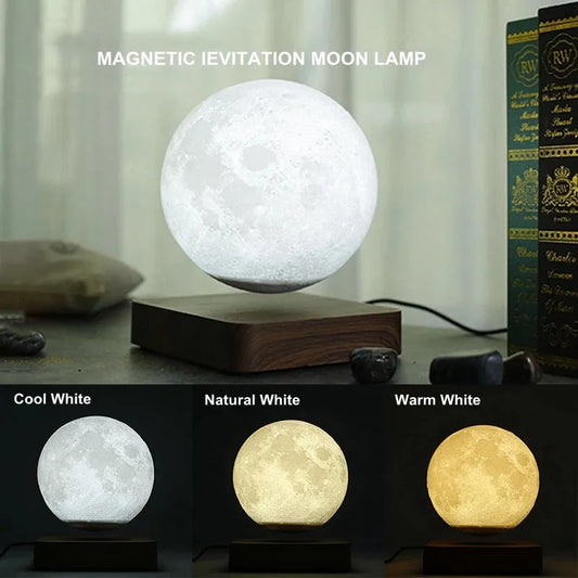 CosoraHome Levitating Moon Lamp – 3D LED Floating Light with Wooden Base & 3 Colors